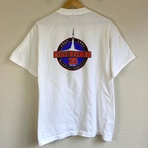 Vintage 90s Single Stitch Tee Jays NASA Apollo 11 T-Shirt Mens XL White Good